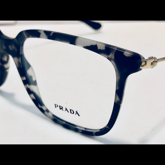 Prada Eyeglasses Matte Havana Gray w/Gold New 53mm - Picture 7 of 8